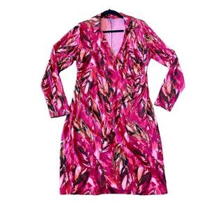J. Jill collared faux wrap printed dress size m